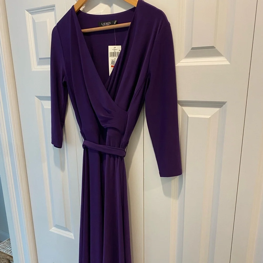 Lauren Ralph Lauren Elegant Purple Long Sleeve Dress - Picture 5 of 5